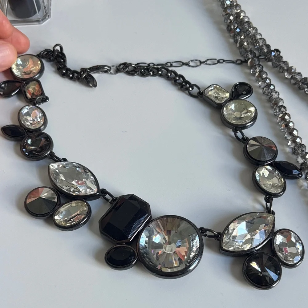 White House Black Market Elegant Black and Silver Necklace Set - Picture 2 of 5